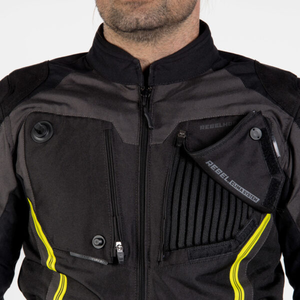 Kurtka tekstylna REBELHORN BORG BLACK/GREY/FLO YELLOW - obrazek 6