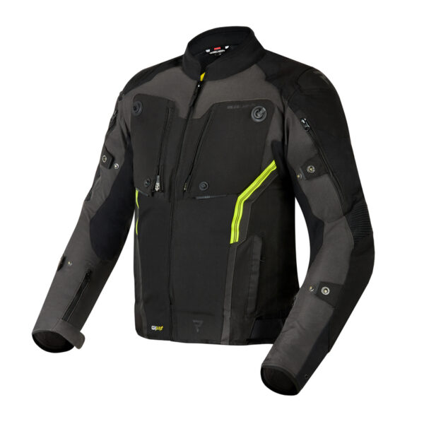 Kurtka tekstylna REBELHORN BORG BLACK/DARK GREY/FLO YELLOW