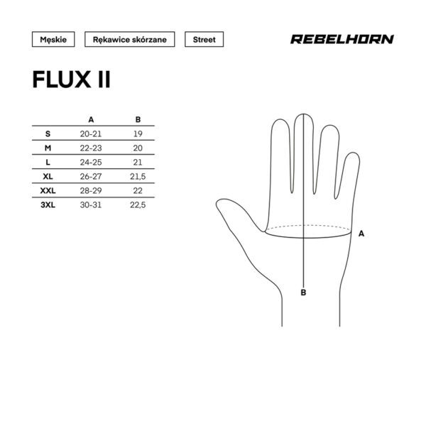 Rękawice skórzane REBELHORN FLUX II BLACK/GREY/FLO RED - obrazek 5