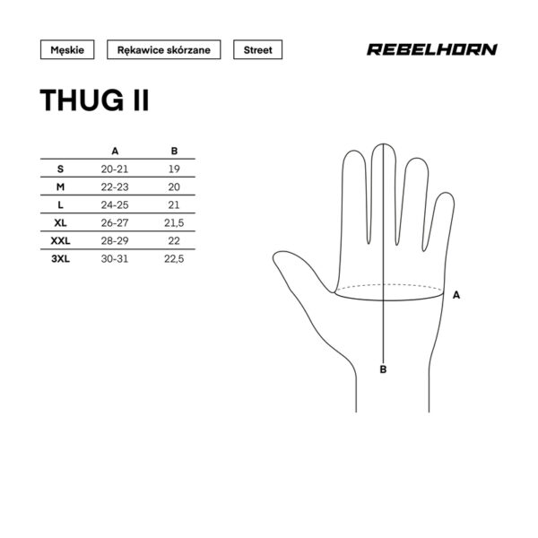 Rękawice skórzane REBELHORN THUG II PERFOROWANE BLACK - obrazek 7