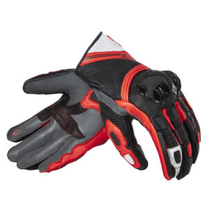 Rękawice skórzane REBELHORN ST SHORT BLACK/GREY/FLO RED