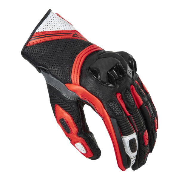 Rękawice skórzane REBELHORN ST SHORT BLACK/GREY/FLO RED - obrazek 2