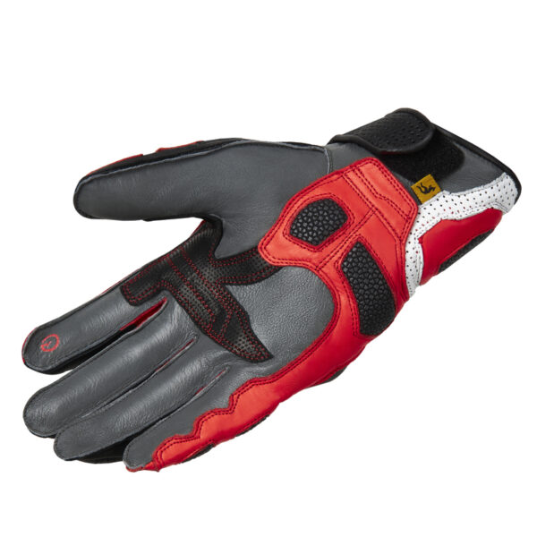 Rękawice skórzane REBELHORN ST SHORT BLACK/GREY/FLO RED - obrazek 3