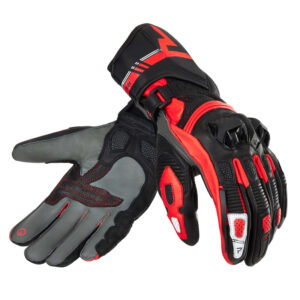 Rękawice skórzane REBELHORN ST LONG BLACK/GREY/FLO RED