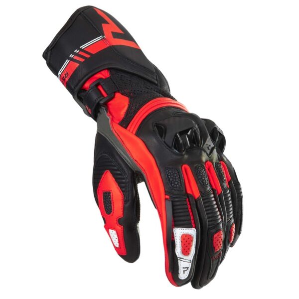 Rękawice skórzane REBELHORN ST LONG BLACK/GREY/FLO RED - obrazek 2