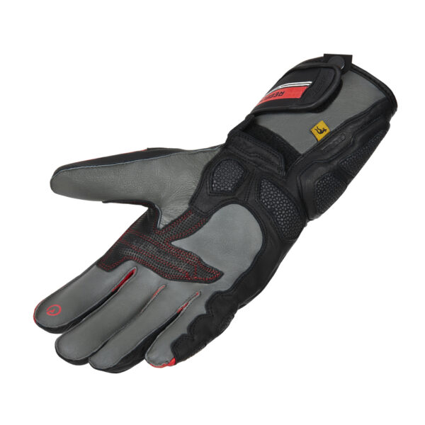 Rękawice skórzane REBELHORN ST LONG BLACK/GREY/FLO RED - obrazek 3