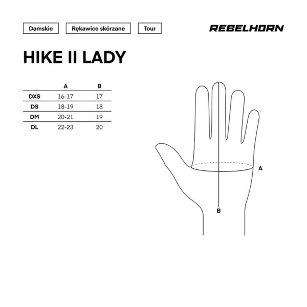 Rękawice skórzane REBELHORN HIKE II LADY BLACK - obrazek 4