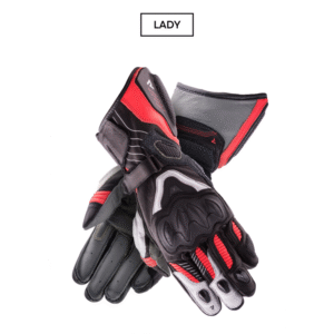 Rękawice skórzane REBELHORN REBEL LADY BLACK/WHITE/FLO RED