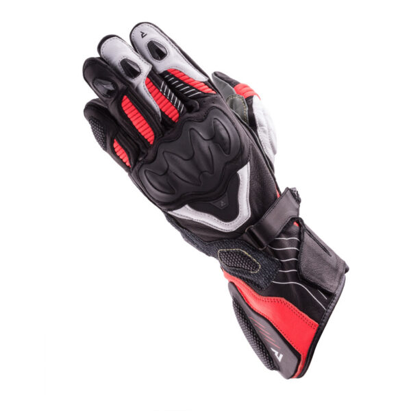 Rękawice skórzane REBELHORN REBEL LADY BLACK/WHITE/FLO RED - obrazek 2