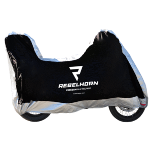 Pokrowiec na motocykl REBELHORN COVER II Z MIEJSCEM NA KUFER BLACK/SILVER