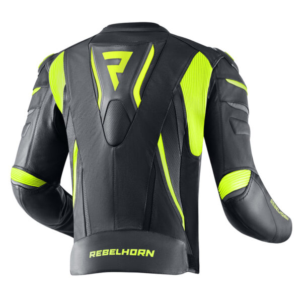 Kurtka skórzana REBELHORN FIGHTER BLACK/FLO YELLOW - obrazek 4