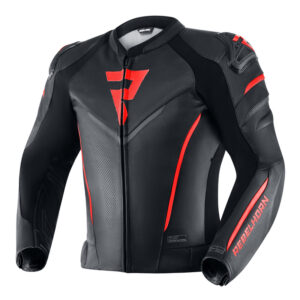 Kurtka skórzana REBELHORN FIGHTER BLACK/FLO RED