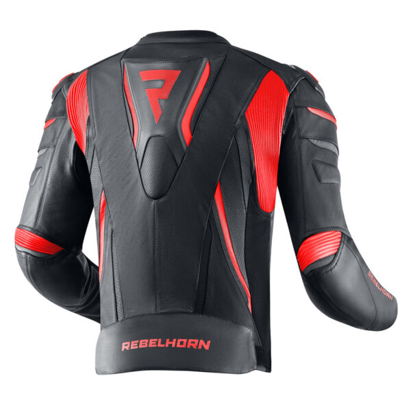 Kurtka skórzana REBELHORN FIGHTER BLACK/FLO RED - obrazek 2