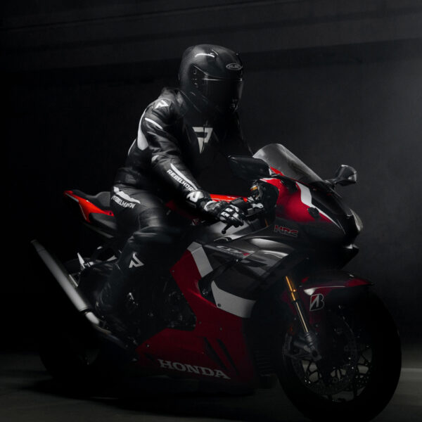 Kurtka skórzana REBELHORN FIGHTER BLACK/FLO RED - obrazek 10