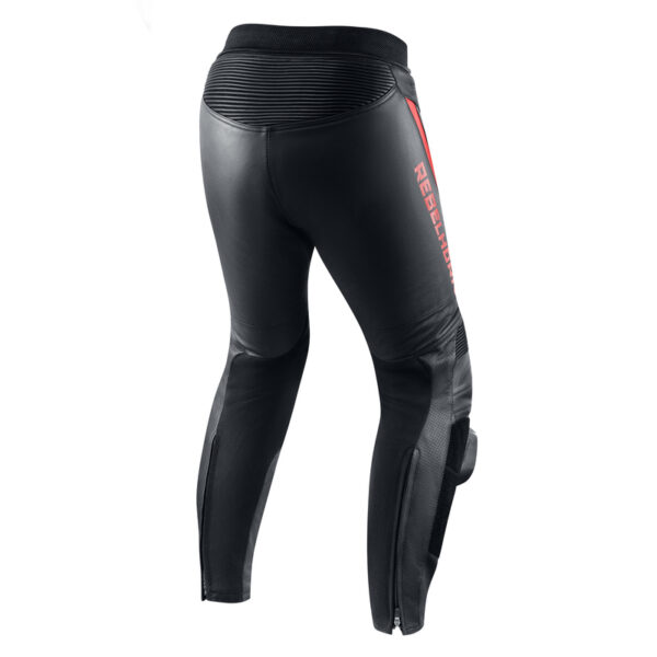 Spodnie skórzane REBELHORN FIGHTER BLACK/FLO RED - obrazek 3
