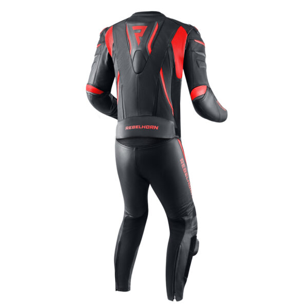 Spodnie skórzane REBELHORN FIGHTER BLACK/FLO RED - obrazek 5