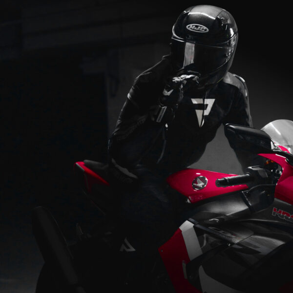 Spodnie skórzane REBELHORN FIGHTER BLACK/FLO RED - obrazek 7