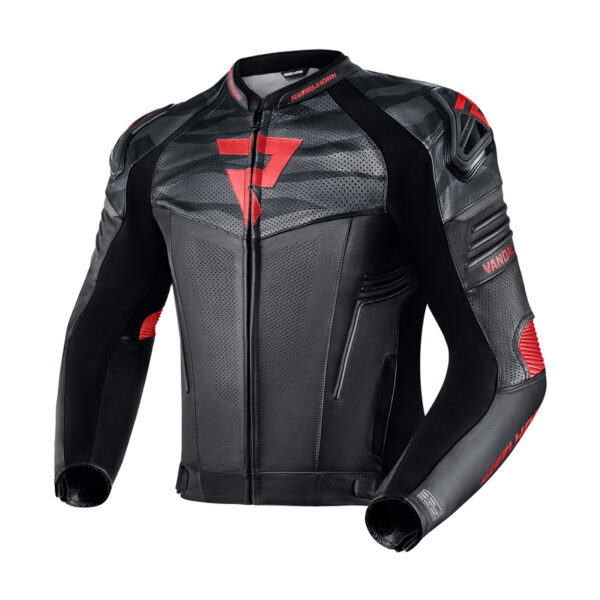 Kurtka skórzana REBELHORN VANDAL BLACK/FLO RED