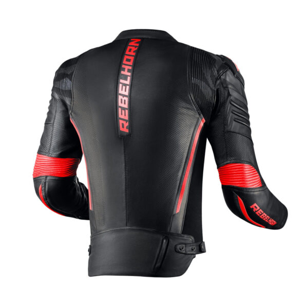 Kurtka skórzana REBELHORN VANDAL BLACK/FLO RED - obrazek 2