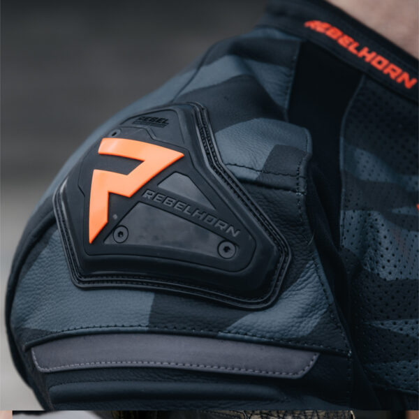 Kurtka skórzana REBELHORN VANDAL BLACK/FLO RED - obrazek 5