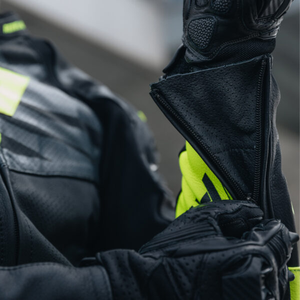 Kurtka skórzana REBELHORN VANDAL BLACK/FLO YELLOW - obrazek 3