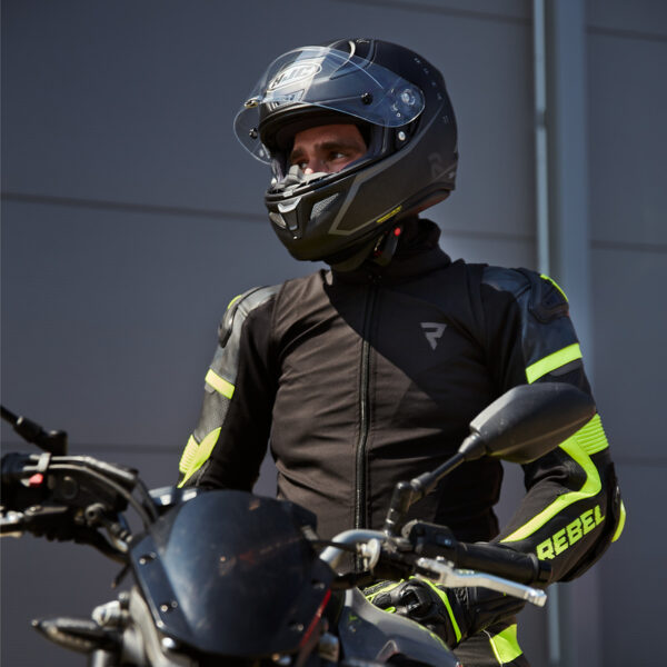 Kurtka skórzana REBELHORN REBEL BLACK/FLO YELLOW - obrazek 5
