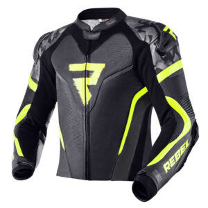 Kurtka skórzana REBELHORN REBEL BLACK/FLO YELLOW