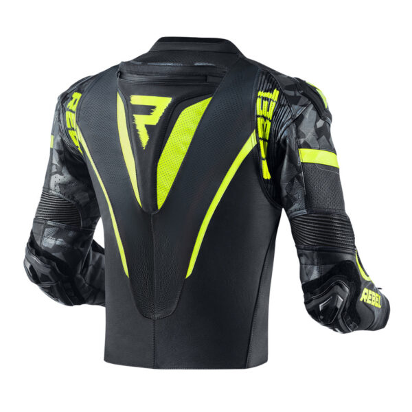 Kurtka skórzana REBELHORN REBEL BLACK/FLO YELLOW - obrazek 2