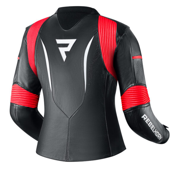 Kurtka skórzana REBELHORN REBEL LADY BLACK/FLO RED/WHITE - obrazek 2