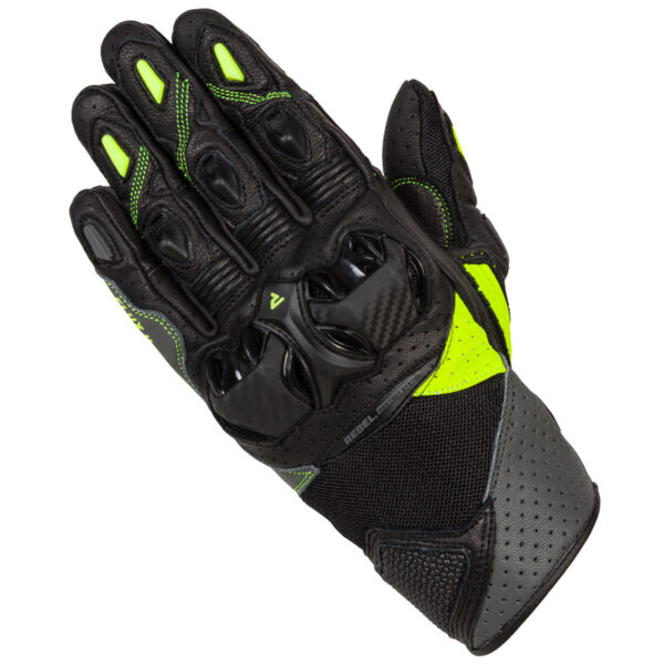 Rękawice skórzane REBELHORN FLUX II BLACK/FLO YELLOW - obrazek 2