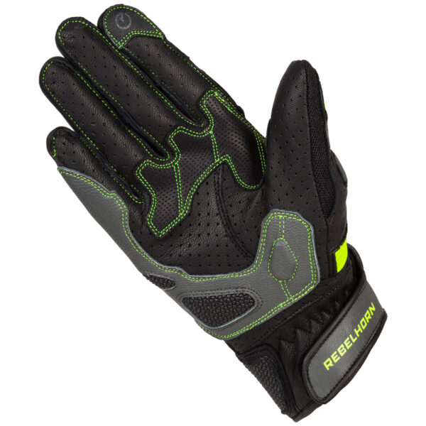 Rękawice skórzane REBELHORN FLUX II BLACK/FLO YELLOW - obrazek 4