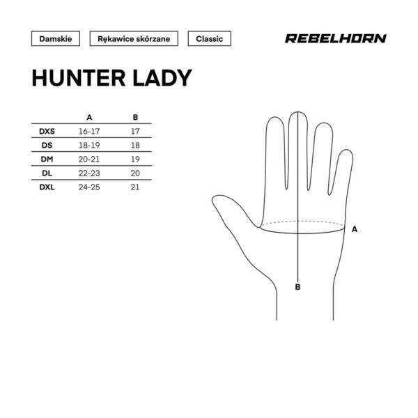 Rękawice skórzane REBELHORN HUNTER LADY VINTAGE BROWN - obrazek 4
