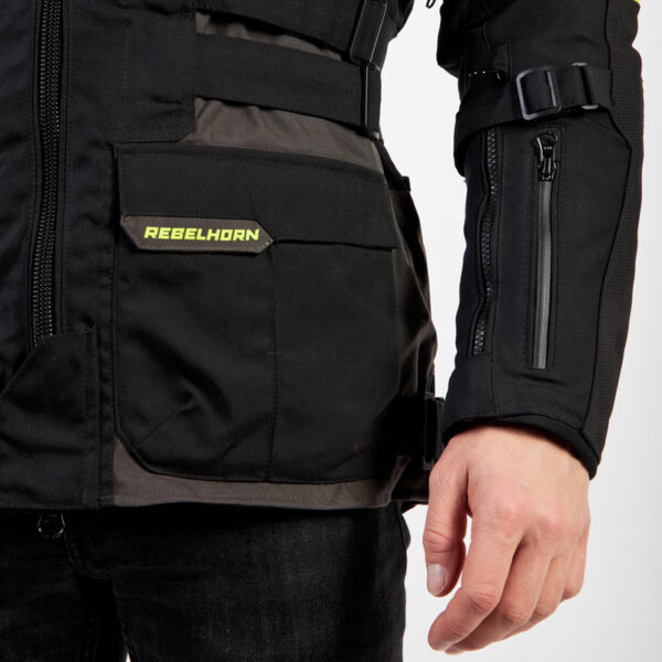 Kurtka tekstylna REBELHORN PATROL BLACK/FLO YELLOW - obrazek 3