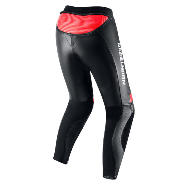Spodnie skórzane REBELHORN REBEL LADY BLACK/FLO RED/WHITE - obrazek 2