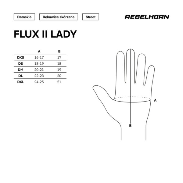 Rękawice skórzane REBELHORN FLUX II LADY BLACK/FLO YELLOW - obrazek 4