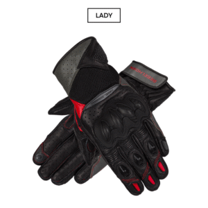Rękawice skórzane REBELHORN FLUX II LADY BLACK/GREY/FLO RED