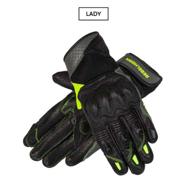 Rękawice skórzane REBELHORN FLUX II LADY BLACK/FLO YELLOW