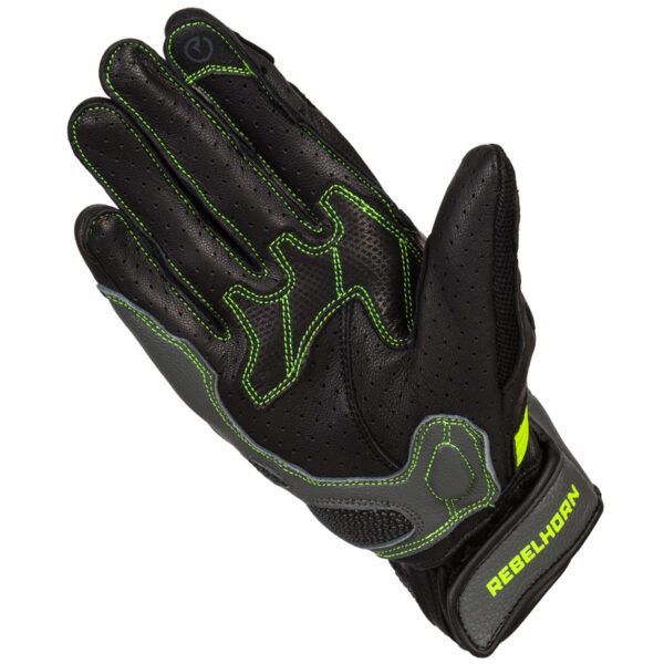 Rękawice skórzane REBELHORN FLUX II LADY BLACK/FLO YELLOW - obrazek 3