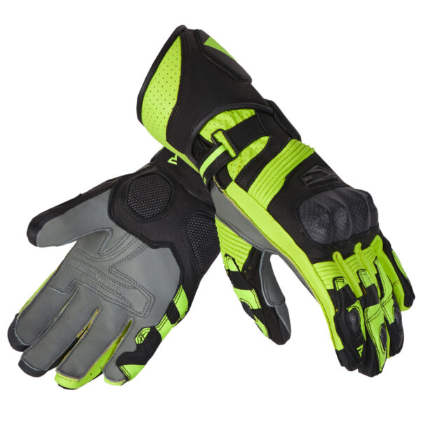 Rękawice skórzane REBELHORN FIGHTER BLACK/FLUO YELLOW