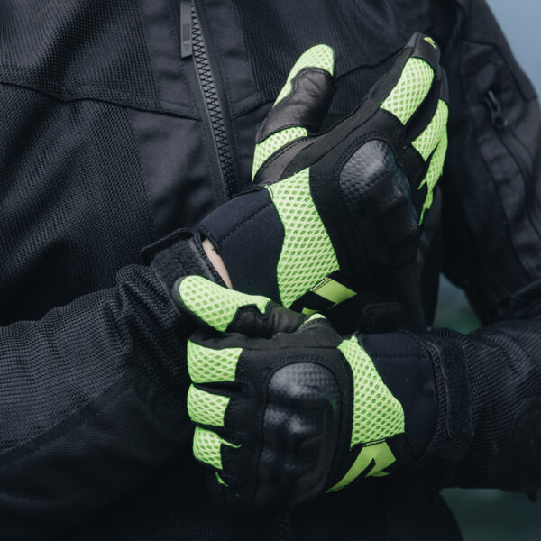 Rękawice skórzane REBELHORN GAP III BLACK/FLUO YELLOW - obrazek 5