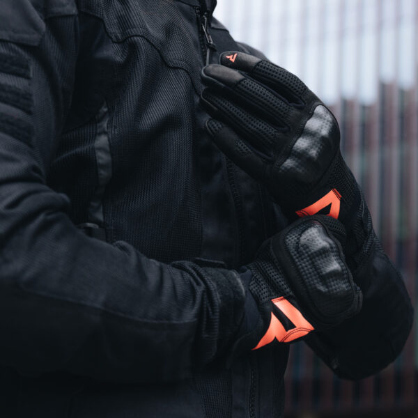 Rękawice skórzane REBELHORN GAP III BLACK/FLUO RED - obrazek 2