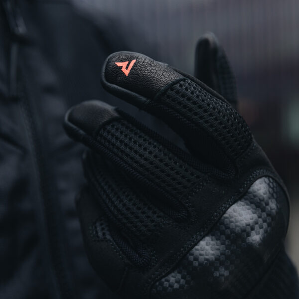 Rękawice skórzane REBELHORN GAP III BLACK/FLUO RED - obrazek 5