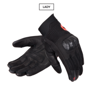 Rękawice skórzane REBELHORN GAP III LADY BLACK/FLUO RED