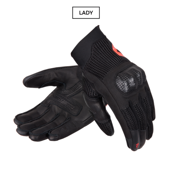 Rękawice skórzane REBELHORN GAP III LADY BLACK/FLUO RED