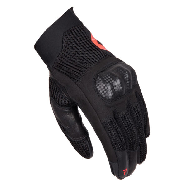 Rękawice skórzane REBELHORN GAP III LADY BLACK/FLUO RED - obrazek 2