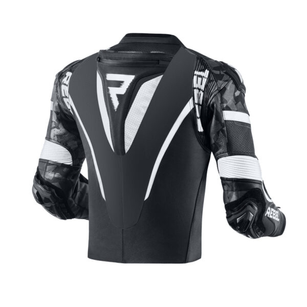 Kurtka skórzana REBELHORN REBEL BLACK/WHITE - obrazek 2