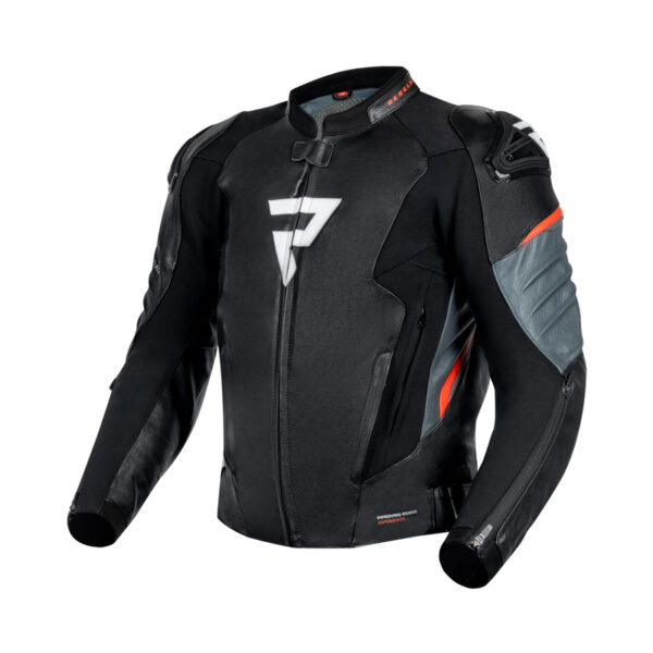 Kurtka skórzana REBELHORN VELOCE BLACK/GREY/FLUO RED