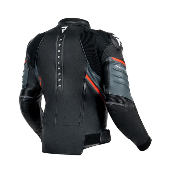 Kurtka skórzana REBELHORN VELOCE BLACK/GREY/FLUO RED - obrazek 2