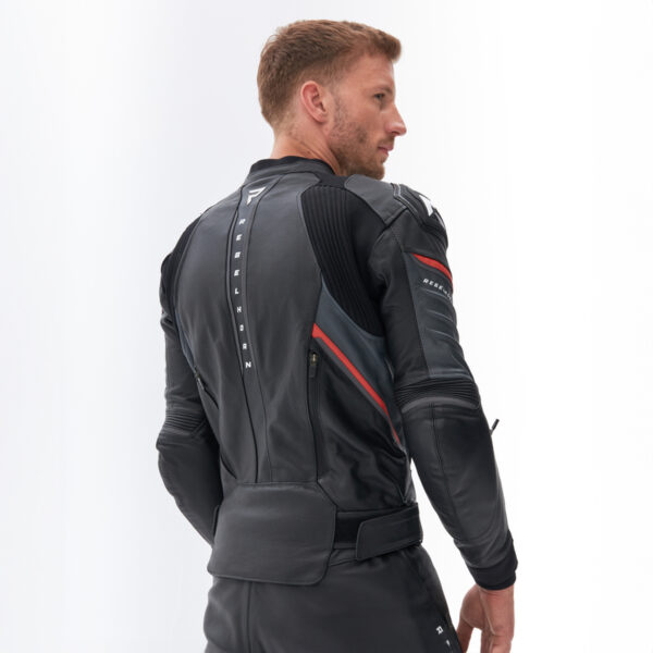 Kurtka skórzana REBELHORN VELOCE BLACK/GREY/FLUO RED - obrazek 5