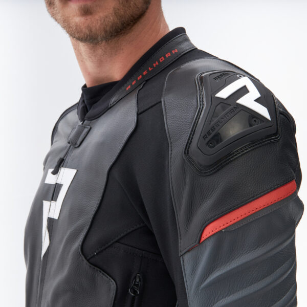 Kurtka skórzana REBELHORN VELOCE BLACK/GREY/FLUO RED - obrazek 6